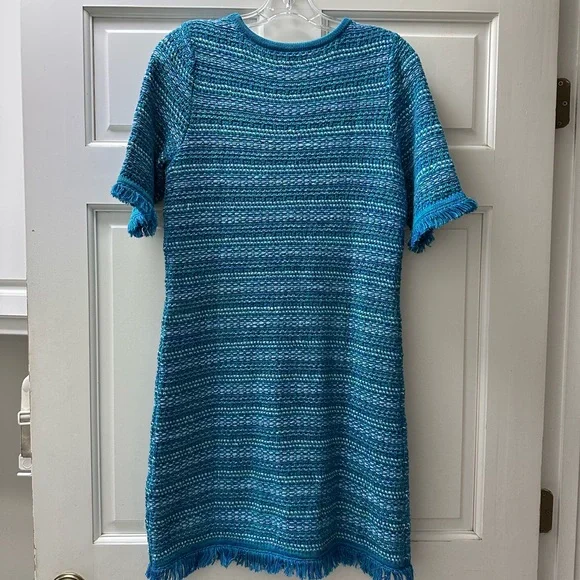Lilly Beckington Sweater Dress Blue Grotto Metallic Tweed EUC Medium - Picture 6 of 6